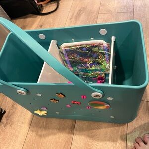 Large blue bog bag with attachments